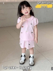 G494-Set áo polo chó hồng cv ôm (07.24.279)