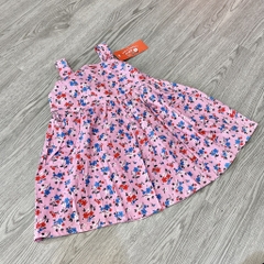 V072-Váy 2 dây hoa nhí hồng thắt nơ lưng (10-19kg)