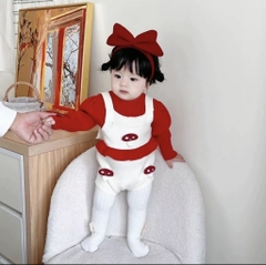 BD158-Set áo đỏ body len đùi Nấm (04.12kg)