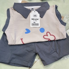 T438-Bộ cotton SN mặt cười xám (08.18.247)