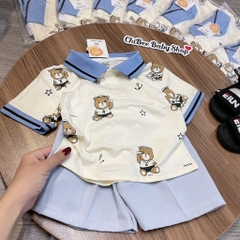 T762-Bộ polo cotton gấu mỏ neo xanh (11.30kg)