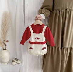 BD158-Set áo đỏ body len đùi Nấm (04.12kg)