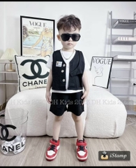 T195-Set 3 món gile đen quần túi hộp