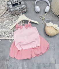 G179-Set áo 2 dây nơ thông hơi quần bí (9-16kg)