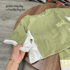 T407-Bộ cotton cộc tay xanh Hear cồ (31.42.280)