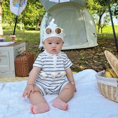 BD113-Body suit đùi kẻ đính gấu nổi S80