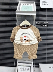 T490-Bộ zip dài kẻ chó bé trai (16.23.561)