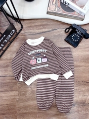 T475-Bộ zip dài kẻ cún Puppy (08.16.251)