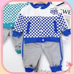 Set bộ dài tay caro cho bé trai đi chơi đi tiệc kiểu Hàn Quốc hàng thiết kế (size 8-18kg) [Ảnh Thật] BEEKIDS268-BT002