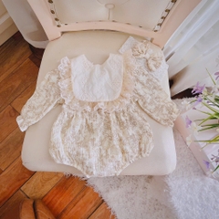 G060-Bodysuit xô thỏ kèm yếm, nơ