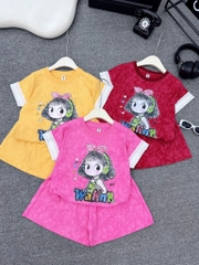 G504-Bộ cotton QC cô bé tay ren (18.32.376)