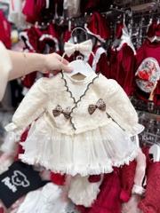 BD064-Váy body khoác ren kèm bờm nơ