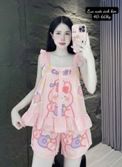 N047-Pijama Freesize Hai Dây Lụa Xước