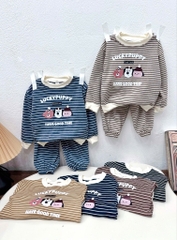 T475-Bộ zip dài kẻ cún Puppy (08.16.251)