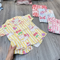 B523-Bộ pijama lụa kẻ nơ 1/4XL (15.18kg)