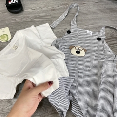 BD164-Set áo cotton yếm cún kẻ (07.15kg)