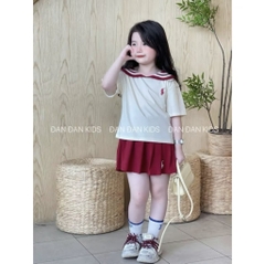 G525-Set áo kem cổ sen cv ngựa đỏ (08.28.6873)