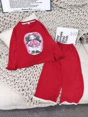 G605-Bộ dài cotton Bé gái ren (18.28.573)