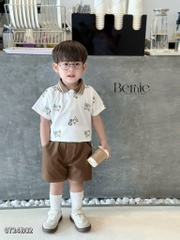 T311-Set áo polo Hey nâu quần kaki