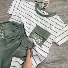 T454-Bộ cộc cotton kẻ xanh loang (13.17.350)