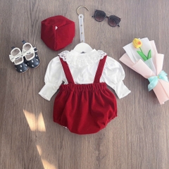 BD148-Set 3 món yếm nhung đỏ (03.10kg)