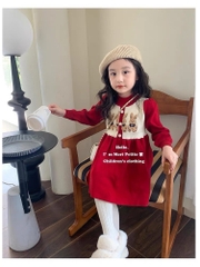V037-Váy tăm nhung thêu thỏ