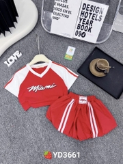 G571-Set áo cổ tim quần bí đỏ Miami (08.26.568)