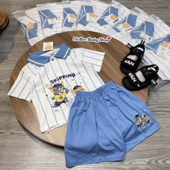 T761-Bộ polo cotton mèo Tom kẻ xanh (11.30kg)