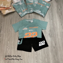 T405-Bộ cotton cộc tay xanh số 22 nhí (19.28.280)