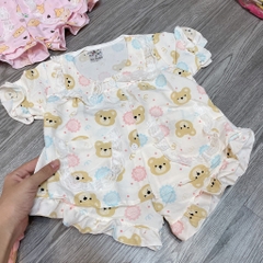 B519-Bộ pijama gấu cổ ren 2 túi (10.18kg)