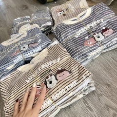 T475-Bộ zip dài kẻ cún Puppy (08.16.251)