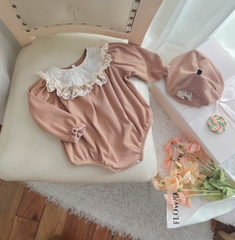 G059-Bodysuit len nhung nâu tây kèm mũ