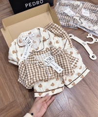 B371-Set pijama đũi tone nâu (08.24.125)