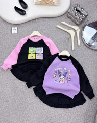 G274-Set áo sweater nỉ bông cv kuromi tím
