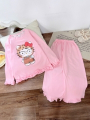 G604-Bộ dài cotton Kitty hồng (18.28.573)