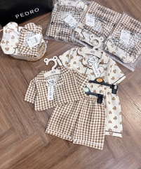 B371-Set pijama đũi tone nâu (08.24.125)