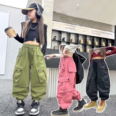 Q067-Quần kaki túi hộp đen hồng