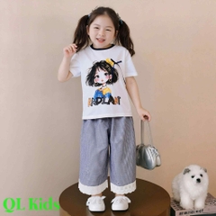 G578-Set bé nơ quần caro xuông (22.36.290)