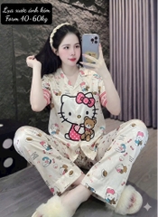 N040-Pijama 40-60kg Cộc Quần Dài Lụa Xước