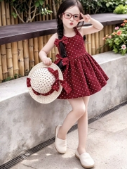 V412-Váy bi đỏ cổ yếm kèm mũ (10.22kg)