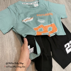 T405-Bộ cotton cộc tay xanh số 22 nhí (19.28.280)