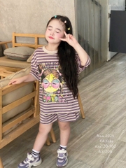 G495-Bộ cotton kẻ bé gái (16.35.5766)