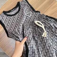 T458-Bộ SN Dior xám viền đen (16.24.456)