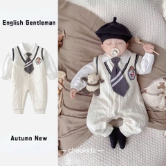 BD042-Body dài len mỏng cà vạt bé trai