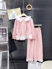 G751-Bộ pijama caro ren tiểu thư (22.35kg)
