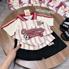T758-Bộ polo cotton chữ N kẻ đỏ (11.30kg)