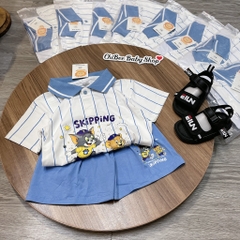 T761-Bộ polo cotton mèo Tom kẻ xanh (11.30kg)
