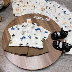 T766-Bộ sơ mi khủng long quần nâu (11.30kg)