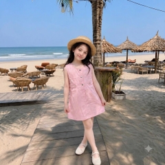 V562-Váy SN kaki mềm hồng đóng cúc (11.28kg)