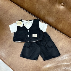 T195-Set 3 món gile đen quần túi hộp